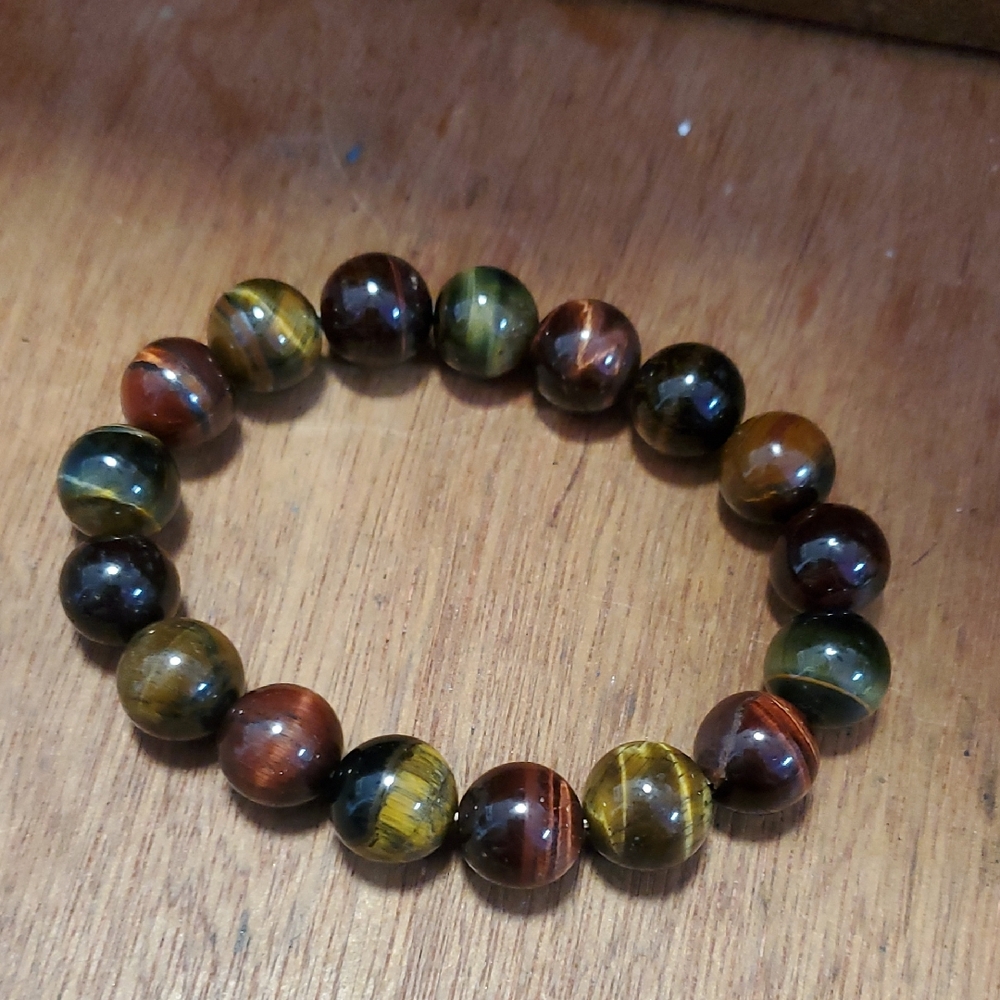 Elegant Tigers Eye 12mm Beaded Bracelet D